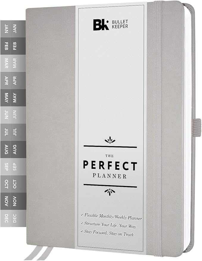 BK UNDATED Yearly Weekly/Monthly Planner 2026-27 Daily Planner Agenda & Personal Organizer to Increase Productivity, Academic Planner w/Sticker Set. A5 (5.8 x 8.3) - Gray Hardcover