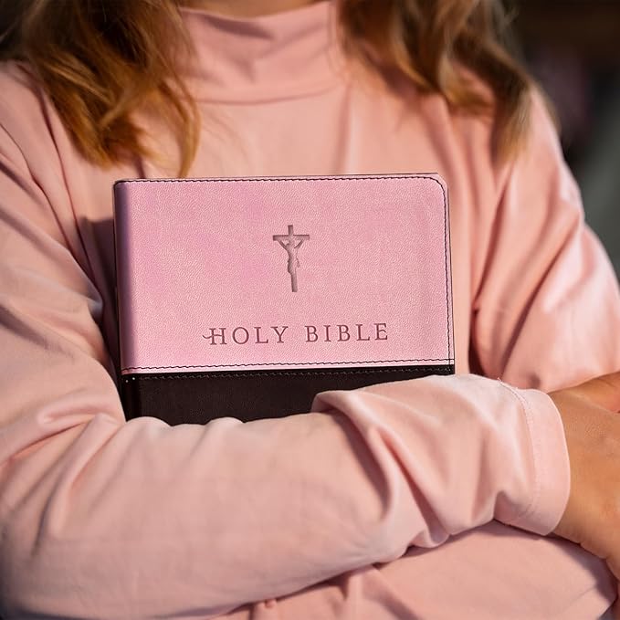 Personalized NLT Bible with Engraved Name, Peony Pink Personal Size Giant Print, Faux Leather, New Living Translation