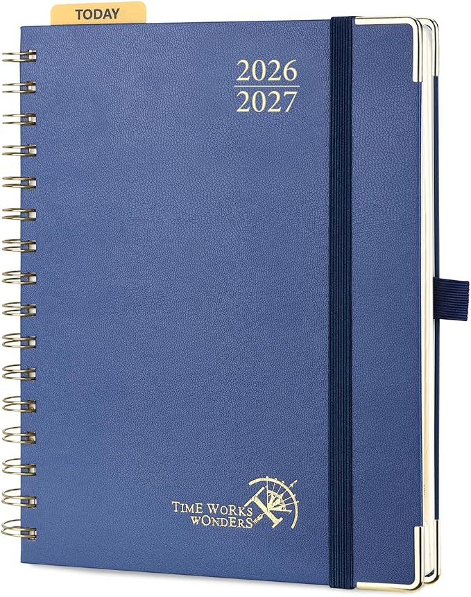 POPRUN 2026-2027 Academic Year Weekly and Monthly Planner Calendar,Jul 2026 - Jun 2027，6.25" x 8.5",Daily Agenda Book & Appointment Book with Hourly Schedule, Tabs, Hardcover, School and Office Supplies - Light Yellow
