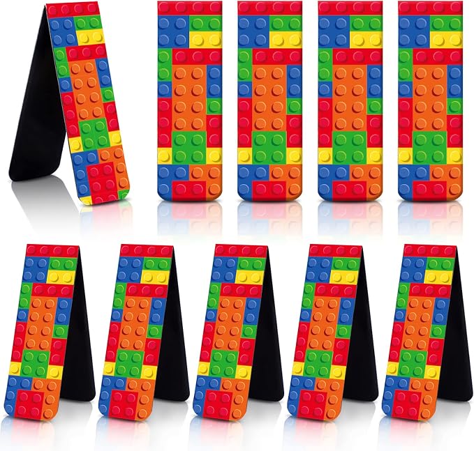 Leinuosen 36 Pcs Magnetic Bookmark, Funny Building Block Magnetic Bookmark Brick Page Book Marker Clip for Teacher, Double Sided Book Accessories for Reading Lovers