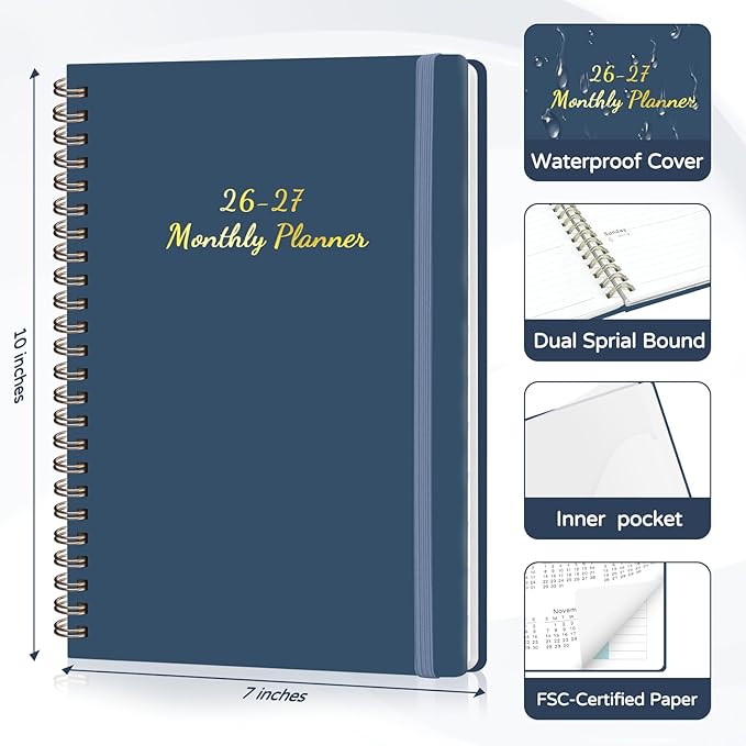 Monthly Planner 2026-2027, 2 Year Calendar 2026-2027 (Jan 2026 - Dec 2027), 7" x 10", 26-27 Monthly Calendar Planner, 24-Month Planning Book for Home School Office Supplies