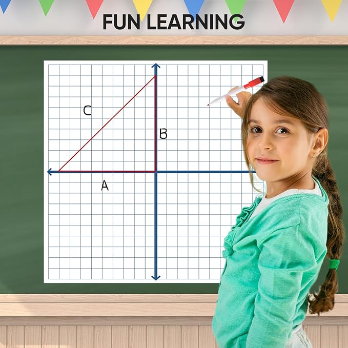 Magnetic XY Coordinate Dry Erase Grid, 35" x 35" Inches, Dry Erase Graph Board, Magnetic Coordinate Plane for White Board, Teacher Math Classroom Must Haves, School Classroom Office Supplies