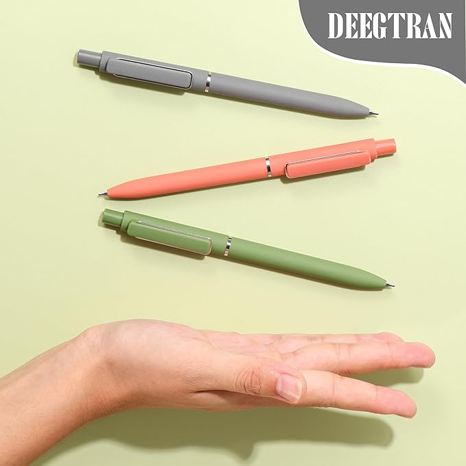 deegtran Retractable Black Ink Pens, Aesthetic Cute Gel Click Pens with No Smear & Bleed Fine Point Ink, Smooth Note Taking Journaling Pens for School Office Gift, 12 Count Pack