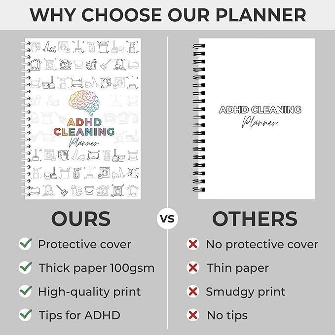 ADHD Cleaning Planner, ADHD Cleaning and Organizing Planner for Adults Women, House Clean Schedule and Checklist, Daily Weekly Monthly Chore Chart Notebook Calendar 5.8 x 8.3"