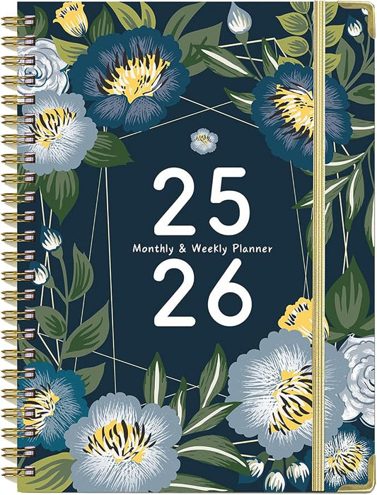 2025-2026 Planner, 12-Month Daily Weekly Monthly Planner from JUL.2025 to JUN.2026, 8.5" X 6.2", Spiral Hardcover Notebook with Bookmarks, Elastic Closure, Inner Pocket for Office School Supplies