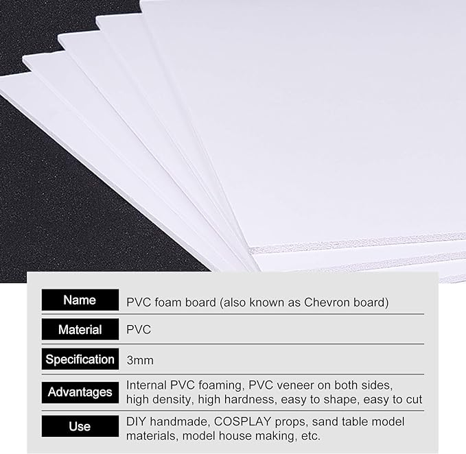 BENECREAT 5 Sheets 3mm White Foam Boards 11.8x7.8inch Rectangle Foam PVC Sheet Poster Board Mount Board for Mounting, Crafts, Modelling, Art, Display, School Projects