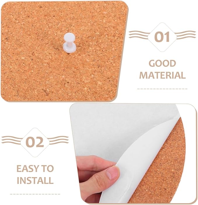 EXCEART Natural Cork Bulletin Board Set 12 Inch Round Self Adhesive Memo Surface for Office Wall Organization Photo Display and DIY Craft Projects