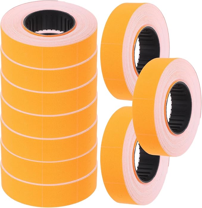 Abaodam 6600 Double Line Price Label Paper Roll 10 Rolls Orange 500 Sheets Each for Price Marker Labeller Accessories Office Retail Pricemarker Labels