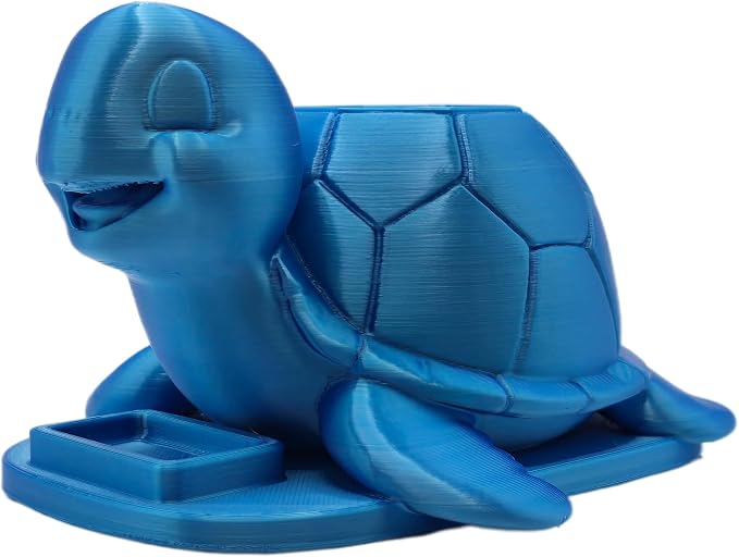 Sea turtle pen holder with paper clip tray (Blue)
