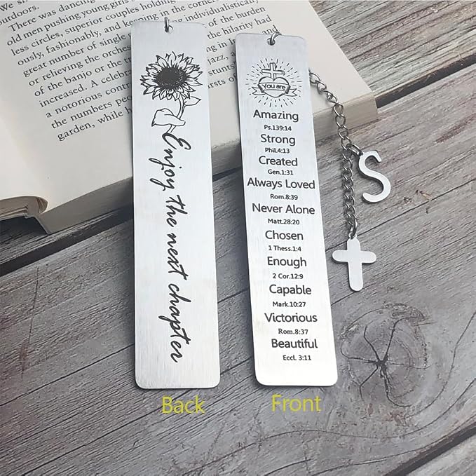 Bible Bookmark for Women Book Lovers Sister Christian Book Marker Gifts for Reader Teens Girls Baptism Birthday Christmas Gift for Coworker Students Bookish Easter Gifts (Silver-S)