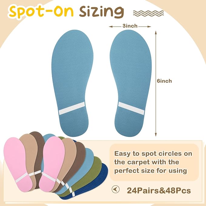 Outus 48 Pieces Feet Carpet Markers, Carpet Markers for Classroom, Rug Position Spots for Classroom Decoration, Teacher Supplies, Preschool and Kindergarten (Boho)