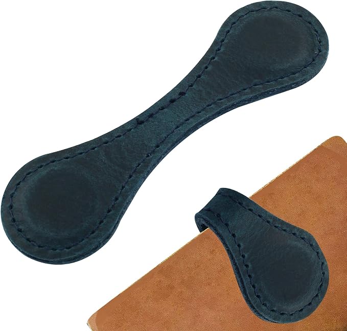 Jiozermi 1 Pcs Navy Blue Magnetic Bookmarks, Double-Sided Magnetic Bookmark Clips Leather Magnetic Bookmarks for Women Book Lover Readers Kids Teacher Student