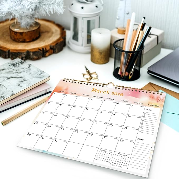 2026-2027 Wall Calendar - Includes January 2026 to June 2027, 18-Month Paper Wall Calendar 11 x 8.5 Inches.Thick Paper with Julian Dates and Block for New Year and Christmas Holidays To-dos ＆ Notes (J)