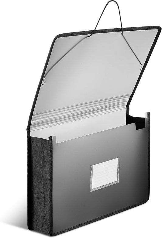STAPLES Poly Expanding Wallet, Legal Size, 3.5‑Inch Expansion, Heavy‑Duty Poly File with Flap & Cord Closure, Black