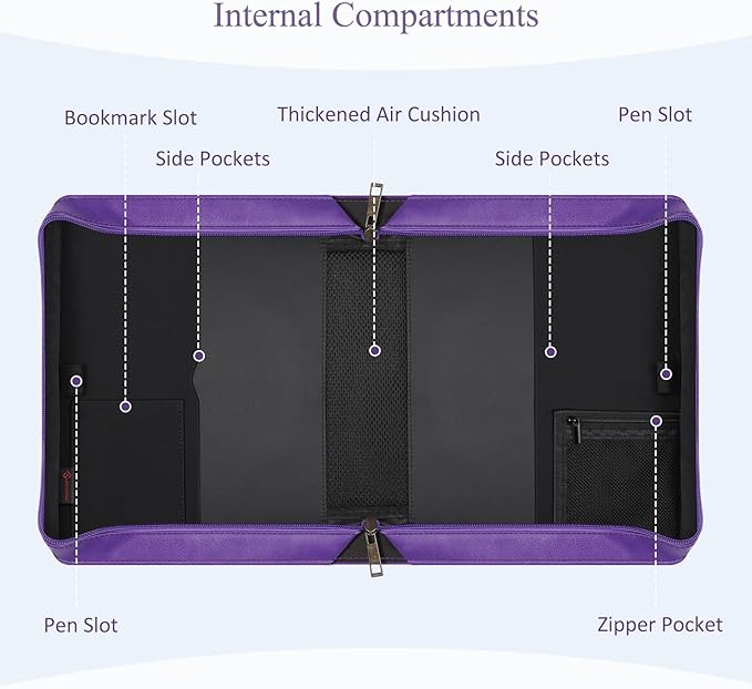 FINPAC Large Classic Bible Cover Vegan Leather Carrying Book Case Church Bag Bible Protective with Handle, Gift for Women, Mother, Friends, Purple