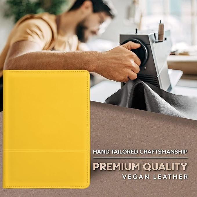 Padfolio/Portfolio Binder, Mini Padfolio Portfolio Binder 5 x 8 Legal Writing Pad, A5 Document Organizer Folder for Men Women, Yellow