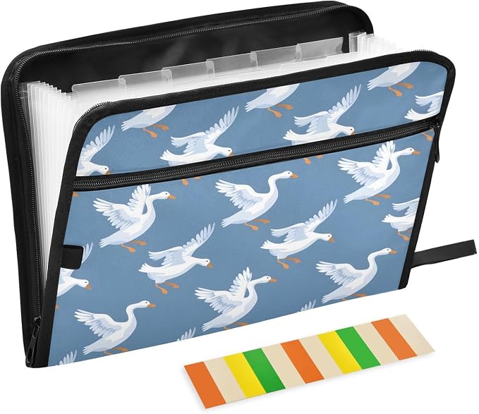 ALAZA Geese Cartoon Stylish 13 Pocket Expanding File Folder with Labels, Accordion File Folder File Organizer Letter A4 Paper for Office School Student