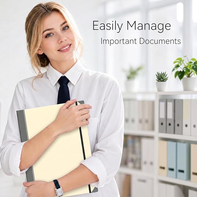 Important Document Organizer, File Folder with Labels and 12 Pockets, Expanding Storage Folder for Family Emergency Binder, Life Binder Organizer for Photos and Letters, Yellow