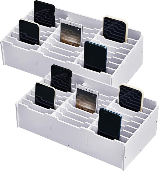 Ctosree 2 Pcs Classroom Cell Phone Holder, Cellphone Decor Storage Box for Students Management Calculator Phone Organizer Box for School Office Shelf(12.8 x 8.5 x 5.31 Inch)