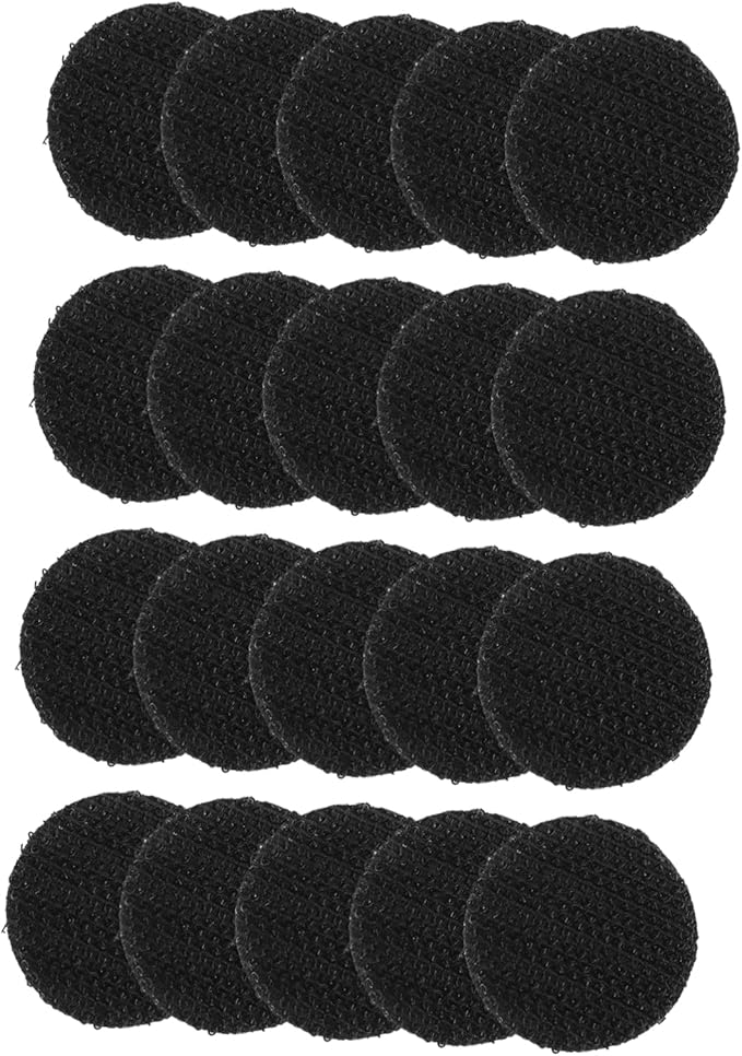 Amosfun 20pcs Self-Adhesive Hook and Tape Round Heavy Duty Fasteners for Wall Decor Projects Home Office and Outdoor Use Strong Adhesion Reusable Easy Peel and Stick