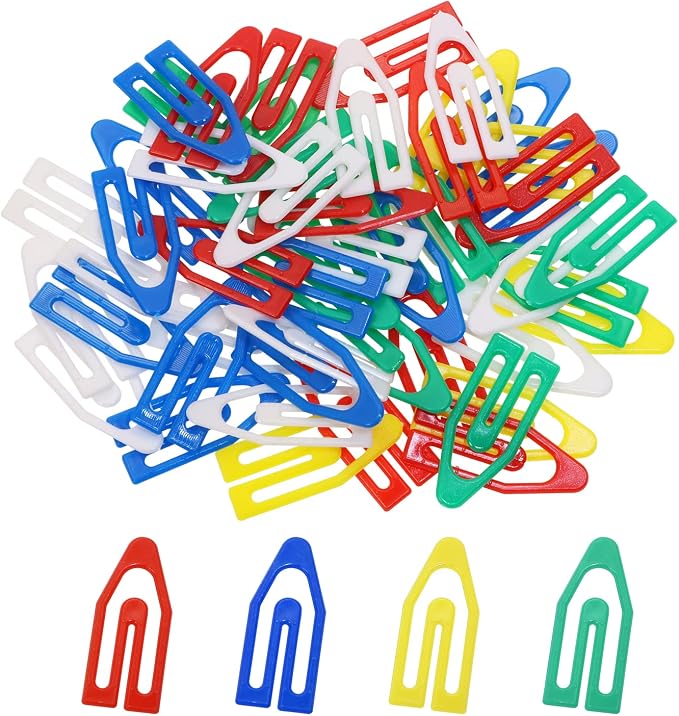 Tupalizy 50PCS Plastic Paper Clips Bookmarks Smooth Colored Paperclip Clamp for Scrapbooking Planners Notebook Travel Photos Documents Crafts Teachers School Home Office Supplies,25mm, Boat Shape