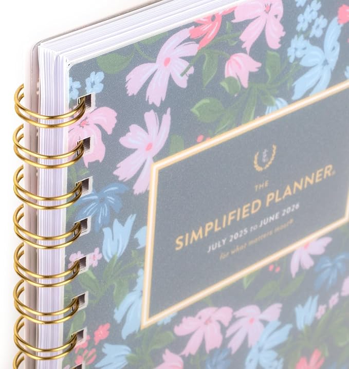 AT-A-GLANCE Planner 2025-2026 Academic, Simplified by Emily Ley, Weekly & Monthly, 5-1/2" x 8-1/2", Small, Monthly Tabs, Flexible Cover, Petite Floral (EL38-200A)