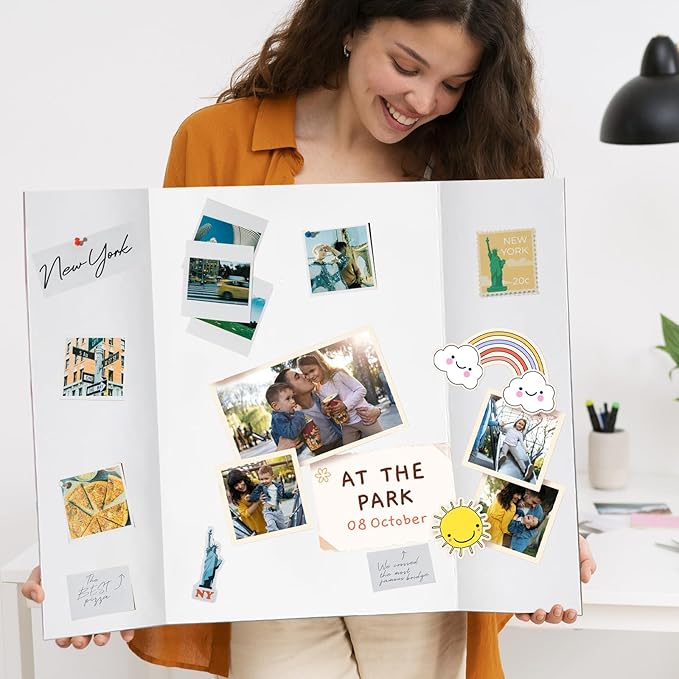 Trifold Poster Board 26"x17", 10 Pack Small Presentation Board for Science Fair Projects, Foldable Display Board for School Projects, Office Presentations and Classroom