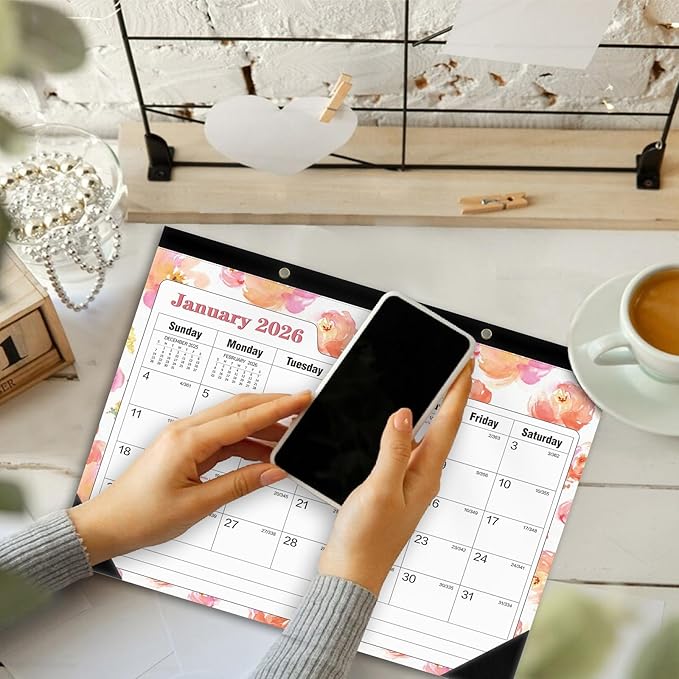 Ymumuda Desk Calendar 2026-2027 Wall Calendar 2 in 1, Monthly Desk Calendar 2026 from JAN.2026 to JUN.2027, 18-Month, Large 12"×17", Waterproof Cover, Hanging Rope, Home/office/School Planners