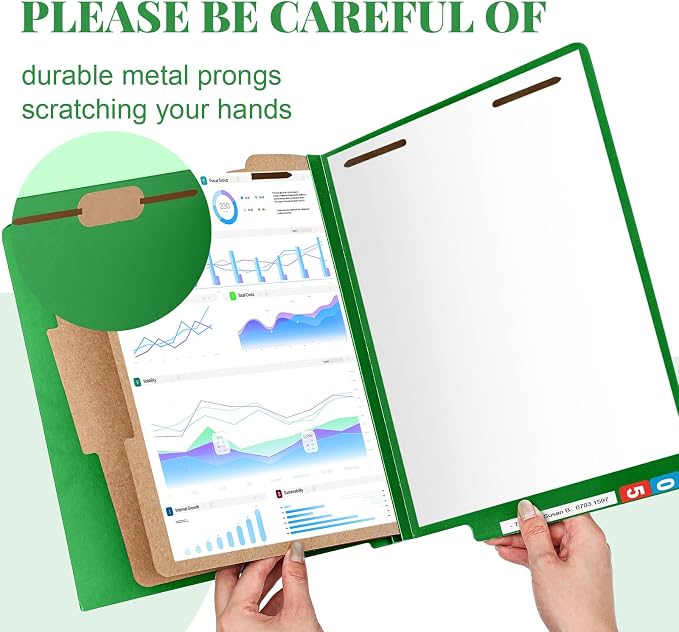24 Pcs Classification Folders Letter Size, 2 Dividers Pressboard File Folder Bulk with Fasteners, Expanding File Organizer for Teachers, Clergy, Office, Church Christmas Donations(Green)