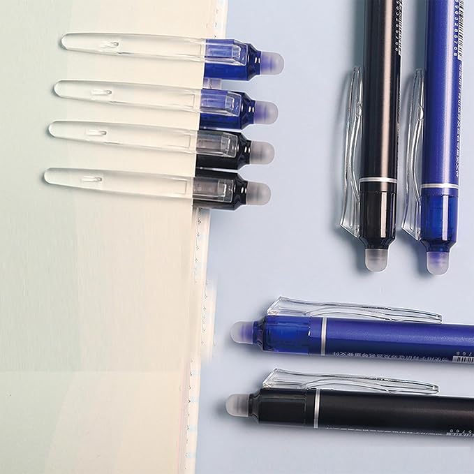 Erasable Gel Ink Pens Erasable Retractable Pens 0.5mm Black Blue Ink Smooth Writing Pen Office Supplies School Office Pen for Women Men Girls Boys (Mix Black+Blue-6Pcs)
