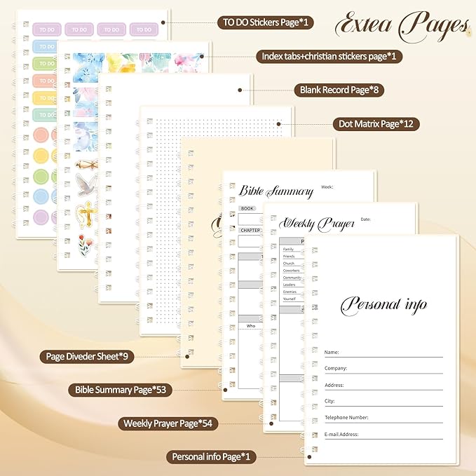 Galatians 5:22-23 Christian Prayer Planner, Weekly Devotional Journal with Bible Study Sections, Hardcover Coil Bound for Spiritual Growth, 54 Weekly Prayer & 53 Bible Summary & Scrapbook & Stickers