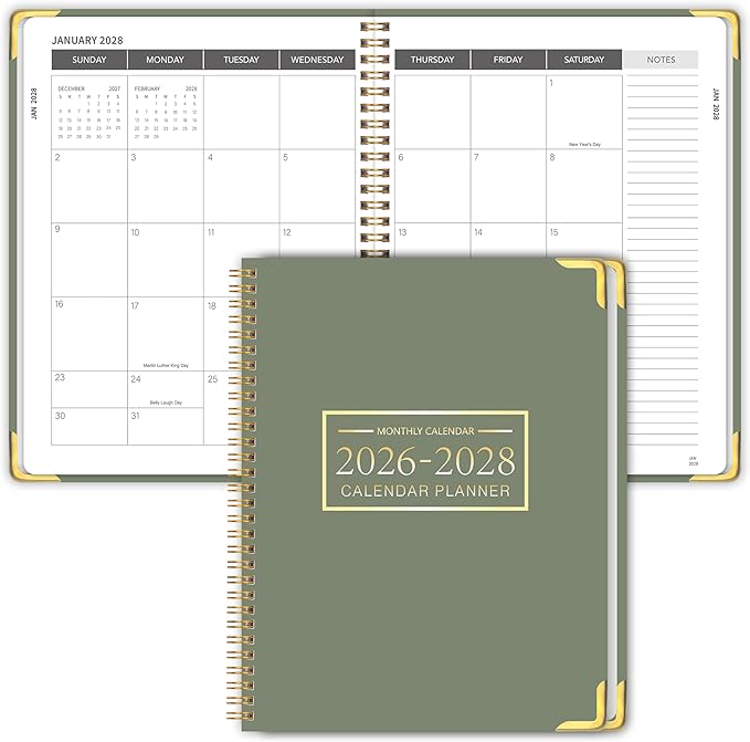 Monthly Planner 2026-2028, 2026-2028 Calendar 36 Months, 8.5" x 11", Jan 2026- Dec 2028,Metal corner protectors with Spiral Bound, 3 Years Academic Planner Perfect for School & Office for Women & Men