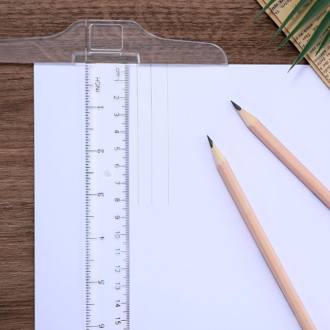 12 Inch/30 cm Plastic T-Square Transparent T-Ruler Drafting T Square Inch Metric Measuring Scale Ruler Clear Crafting Rule for Drafting, Art Framing
