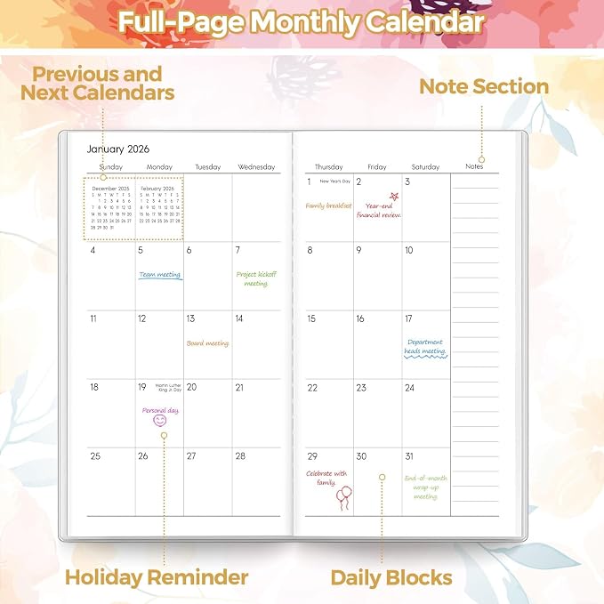 SKYDUE Pocket Calendar 2026-2027, 24-Month Small Monthly Pocket Planner Jan 2026- Dec 2027 for Purse, 6.7" X 3.7", Perfect for On-the-Go Planning and Organization
