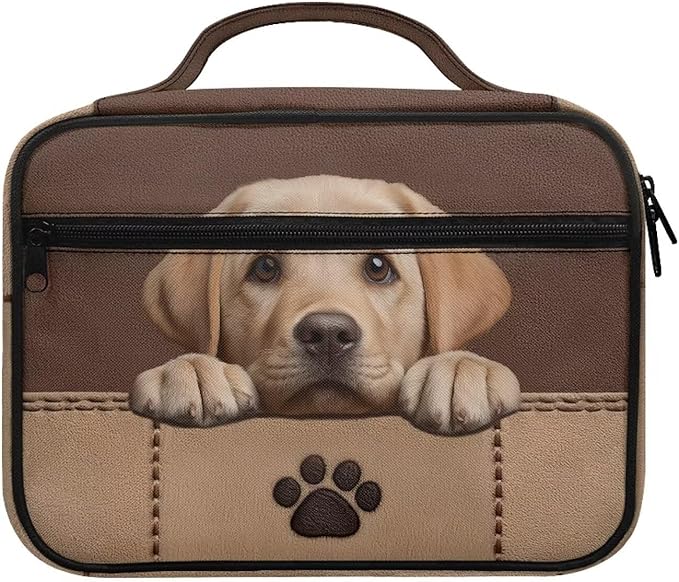 Labrador Paw Print Bible Covers for Women & Men, Bible Organizer Carrying Case with Zippered Pocket Bible Protective Bag, Brown