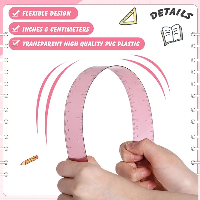 60 Pcs Plastic Clear Rulers 12 Inch, Transparent Assorted Color Ruler Bulk, with Imperial and Metric Scales for Home Office Supplies, Available in 6Colors(Vintage Colors)