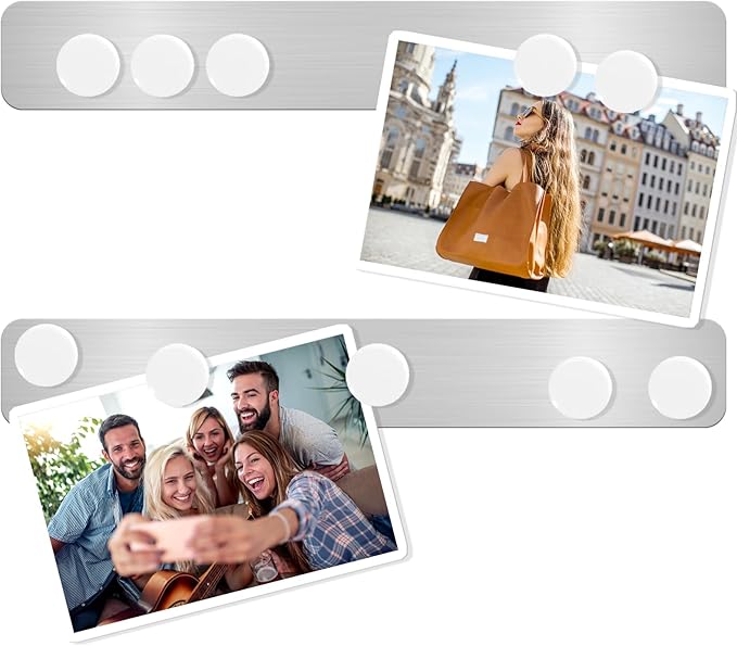 ZDZBLX Magnetic Board 2Pcs, Magnet Bulletin Board Frameless Stainless Steel Iron Board Strips, Adhesive Backing Metal Magnet Boards,Memo Strip for Wall School Office Home Use,Includes 10 White Magnets