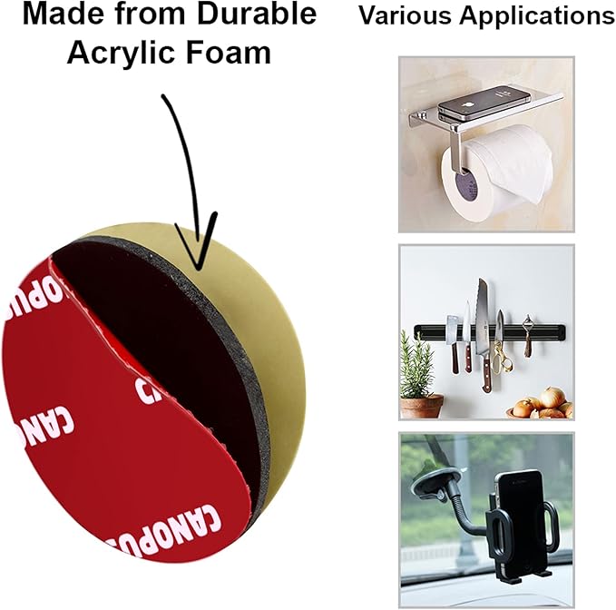 CANOPUS Circle Double Sided Adhesive Pads, Mounting Foam Tape, 5952 Roll, 8-PCs 1 in Diameter Circle Pack, with Box Cutter (1PC) and Razor Replacement (2PCs)