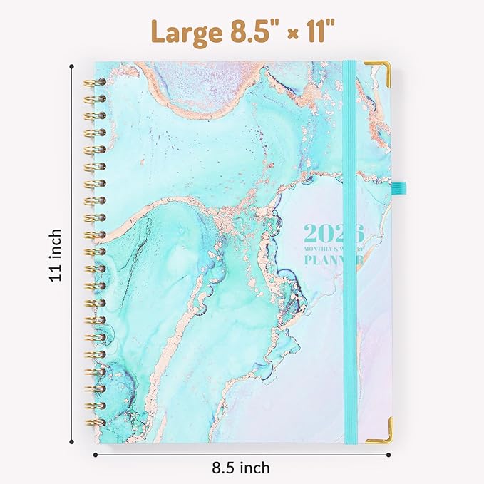 Forvencer 2026 Planner, Weekly and Monthly Calendar Planner for Women, Jan 2026 - Dec 2026, 8.5" x 11", Hardcover Planning Agenda book with Monthly Tabs, Spiral Bound, Inner Pocket, Cute Journal Organizer Notebook for Office School, A4 Size, Stripes