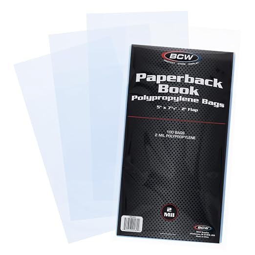 BCW Paperback Book Bags - 100-Pack | 5 x 7 3/8 Inches | Crystal Clear Polypropylene, Acid-Free Protection for Your Pocket Paperbacks | Book Covers for Paperbacks