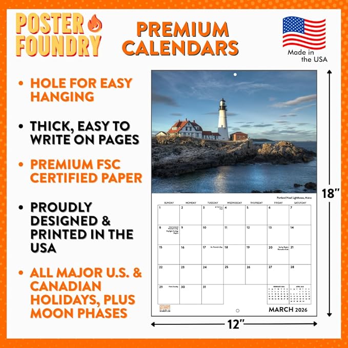 Goats In Trees Calendar 2026 Goat Monthly Wall Calender 12 Month | American Made In The USA