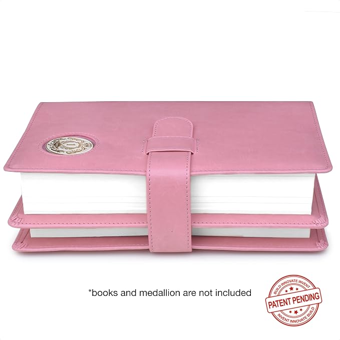 GALILEO® Double AA Big Book Cover & 12 Steps & 12 Traditions | Medallion Holder | AA Gift | Alcoholics Anonymous | PU Leather | AA Book Covers for Hardcover (Plain/Coin Pocket/Pink)