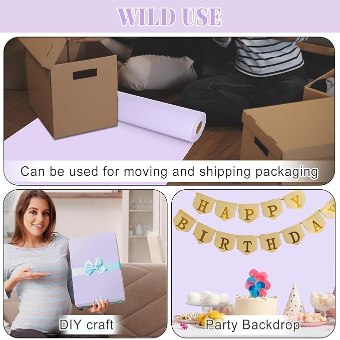 Purple Lavender Bulletin Board Roll Pastel Purple Reusable Waterproof Erasable Bulletin Board Poster Non-Woven Fabric Bulletin Wrapping Paper for Mother's Day Easter Classroom Decor 15.55inx40ft