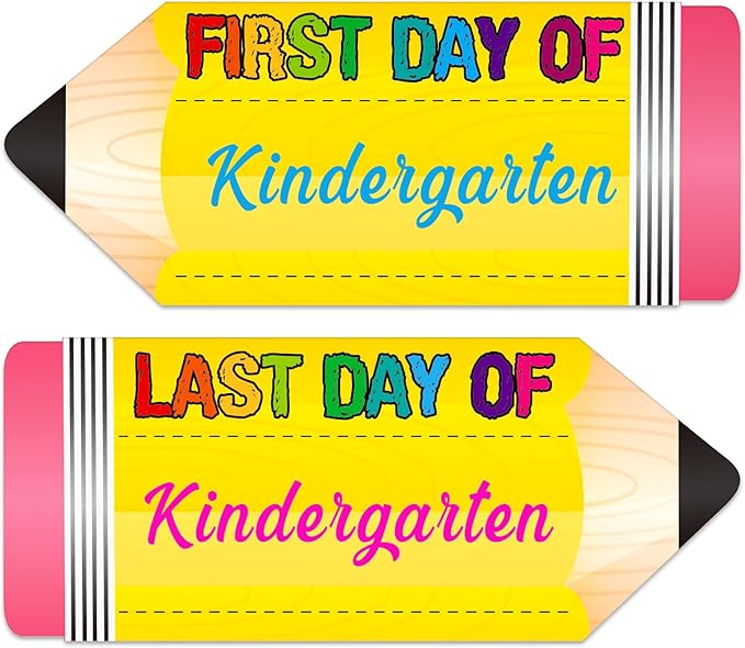 First Day of School Board Sign - Double Sided Pencil First and Last Day of Preschool Kindergarten Chalkboard Sign Reusable & Erasable Back to School Supplies Photo Prop Gift for Kids