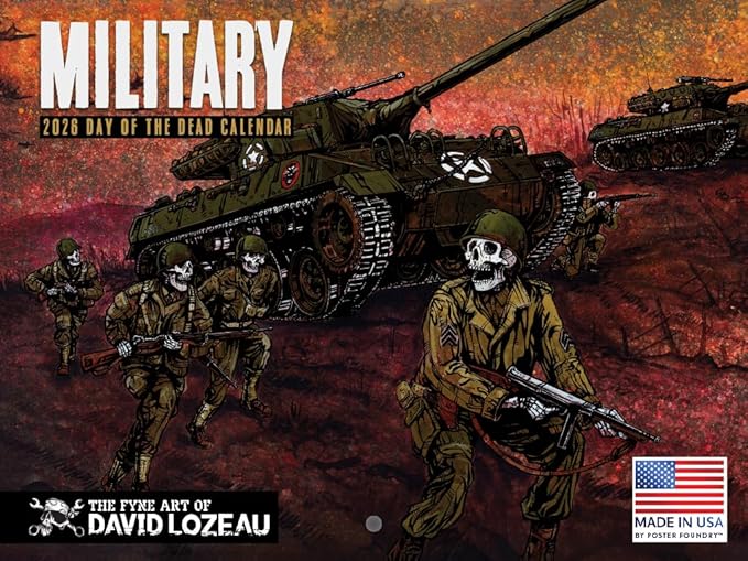 Day Of The Dead Military Calendar 2026 by Lozeau Monthly Wall Calender 12 Month | American Made In The USA