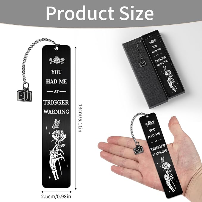 Dark Romance Bookmarks Gift: Dark Romance Merch Metal Book Markers for Women, Black Book Mark Clips for Book Lovers, Reading List Gifts with Box