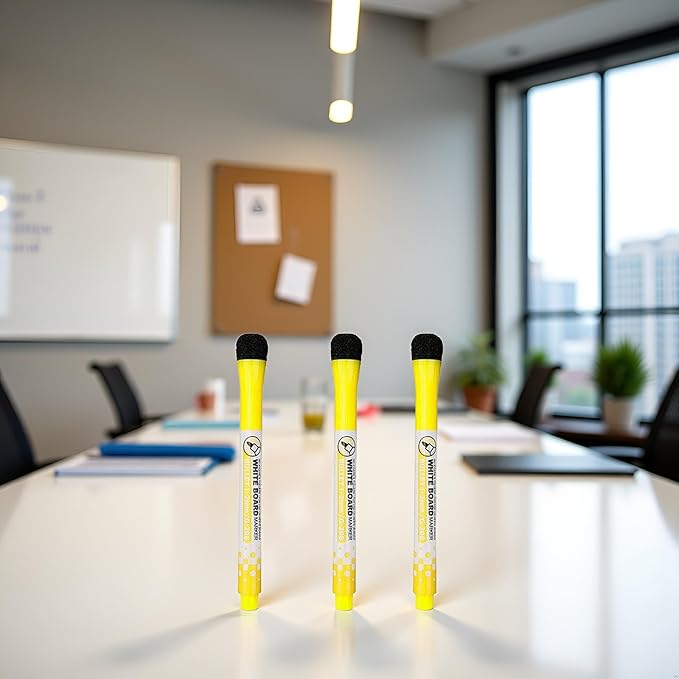 3 Pcs Yellow Magnetic Whiteboard Pen Writing Drawing Erasable Board Marker Office Supplies Erasable Whiteboard Pen Dry Erase and Wet Erase Markers and Highlighters Writing and Correction Supplies