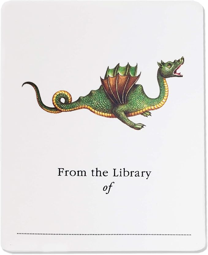 Bookplate with Dragon Illustration. Set of 10. 3" H x 2 1/2" W Fill in Style