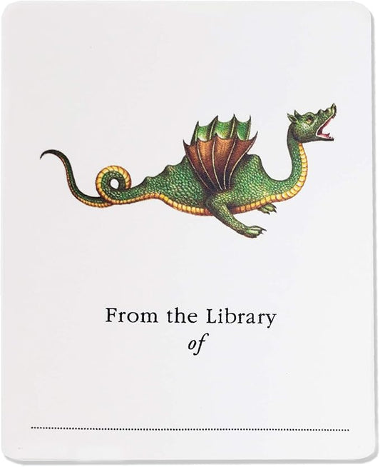 Bookplate with Dragon Illustration. Set of 10. 3" H x 2 1/2" W Fill in Style
