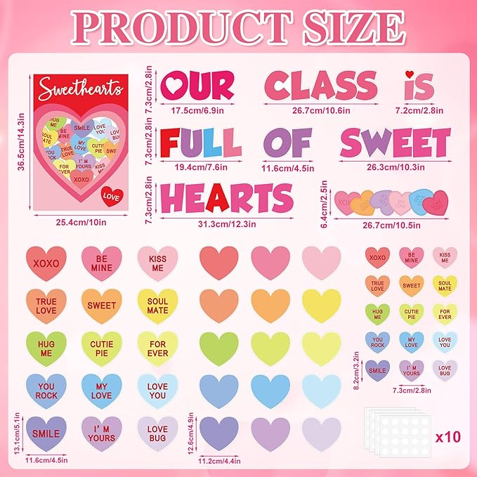 Valentines Day Bulletin Board Decorations for Classroom, Love Heart Cutouts February Bulletin Board Decorations, Our Class Is Full of Sweet Hearts Valentine Decor for School Walls Doors
